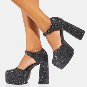 Shellys London Glitter Platform Heels - US 6.5 / EU 37